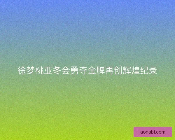 徐梦桃亚冬会勇夺金牌再创辉煌纪录