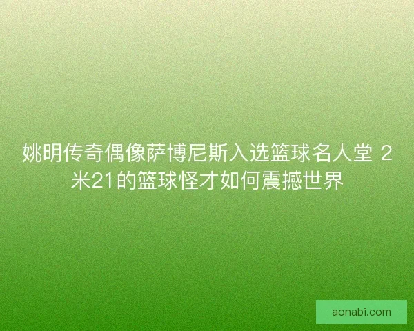 姚明传奇偶像萨博尼斯入选篮球名人堂 2米21的篮球怪才如何震撼世界 姚明传奇偶像萨博尼斯入选篮球名人堂 2米21的篮球怪才如何震撼世界