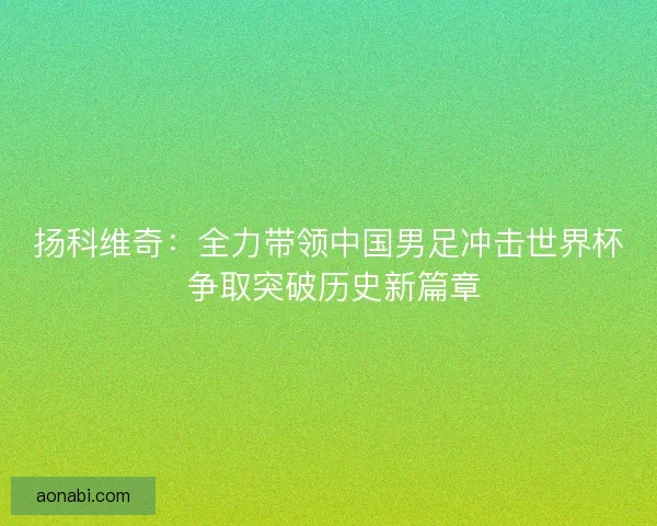 扬科维奇:全力带领中国男足冲击世界杯 争取突破历史新篇章 扬科维奇:全力带领中国男足冲击世界杯 争取突破历史新篇章